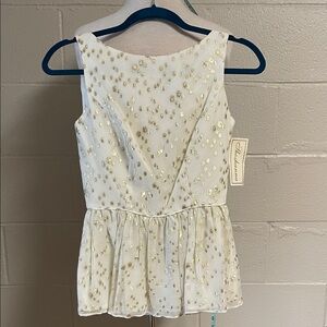 Shoshanna White and Gold Peplum Blouse